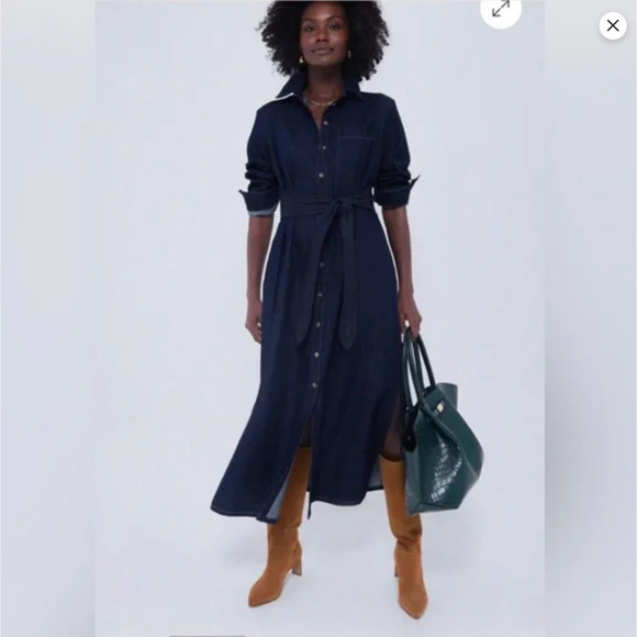 navy blue midi dress button up Navy Lace Contrast Collar Midi Dress – self-portrait-US